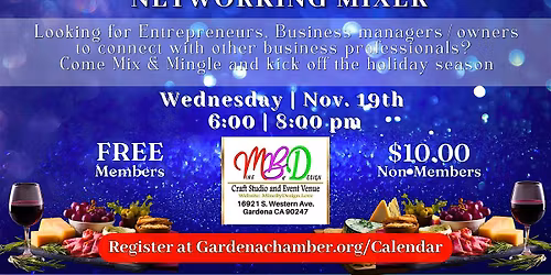 Gardena Chamber's WINE Down Wednesday Networking