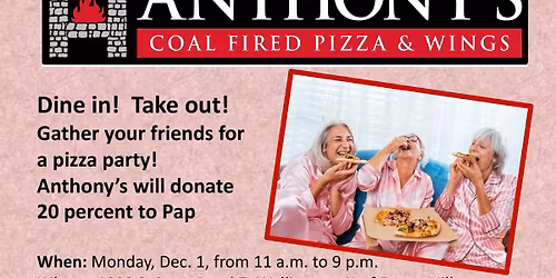 Dine-out at Anthony's Coal-Fired Pizza and Wings