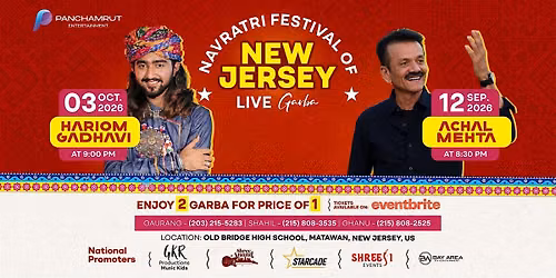 OG Achal Mehta Live (Sept 12) & Folkstar Hariom Gadhavi Live (Oct 3) Garba