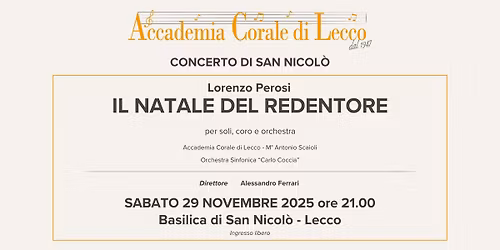 Concerto di San Nicolò: Natale del Redentore di Perosi