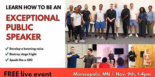 IN-PERSON Public Speaking Workshop In Minneapolis (Free, $5 deposit)