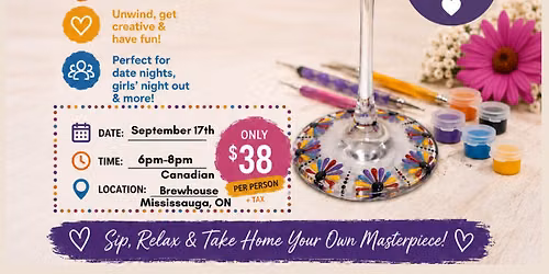 Mississauga-Sip, Dot & Unwind -Wine glass Dot-Painting Workshop