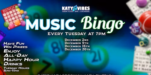 Music Bingo at Katy Vibes!