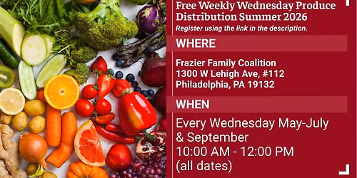 Free Weekly Wednesday Produce Distribution Summer 2026