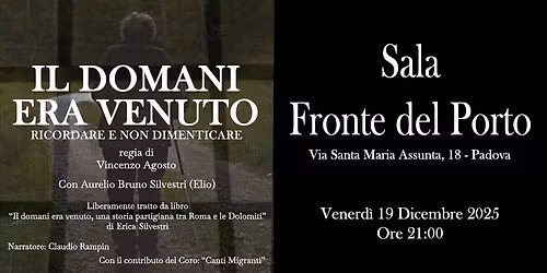 Partigiani nella memoria: evento speciale con il film Il domani era venuto.