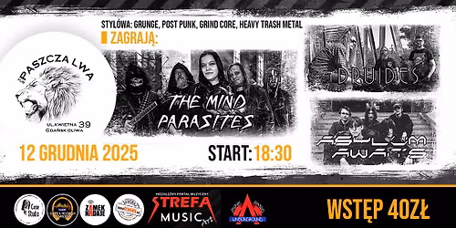 HEAVY METALOWO, GRUNGOWY GIG !!! Zagraj\u0105: THE MIND PARASITES + DRUIDES + ASYLUM AWAITS