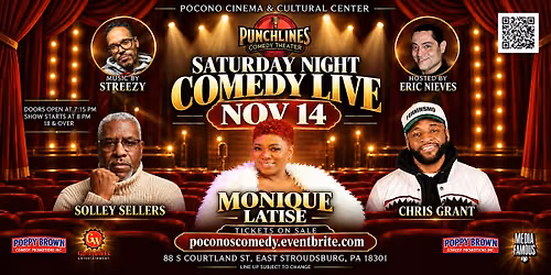 Saturday Night Comedy Live- Monique Latise, Chris Grant, Solley Sellers