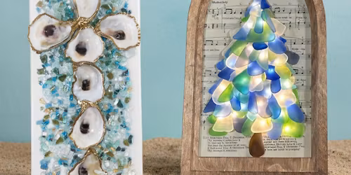 Oyster Cross or O' Christmas Tree seaglass art