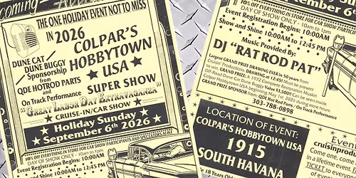 Colpar's Hobbytown USA "The Great Labor Day Extravaganza Car Show 2026"