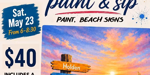Paint & Sip - a beach sign