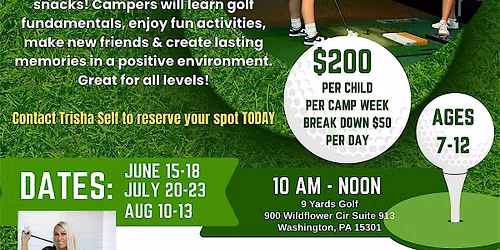 Summer Jr Golf Camp 2 hrs of focused on golf fundamentals & fun activies