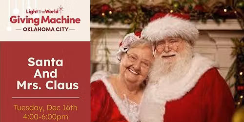 Santa and Mrs. Claus at the Giving Machines!