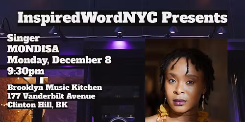 InspiredWordNYC Presents Singer MONDISA at Brooklyn Music Kitchen