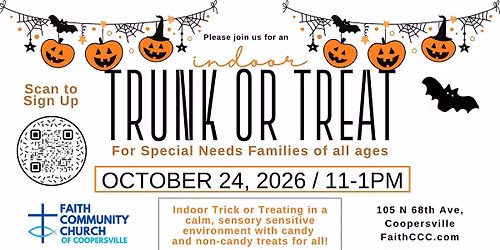 Sensory Friendly Indoor Trunk or Treat for Special Needs Friends\/Their Families & Volunteers needed