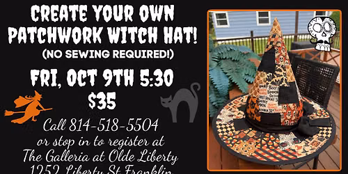Create your own Patchwork Witch Hat! Just in time to wear it for Witch Walk! $35