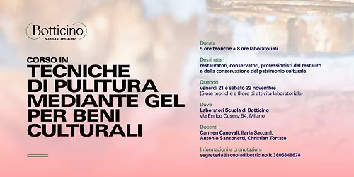 CORSO DI FORMAZIONE \/\/ Tecniche di pulitura mediante gel per beni culturali