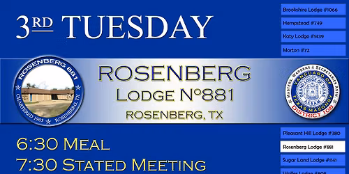 STATED MEETING: Rosenberg Lodge #881