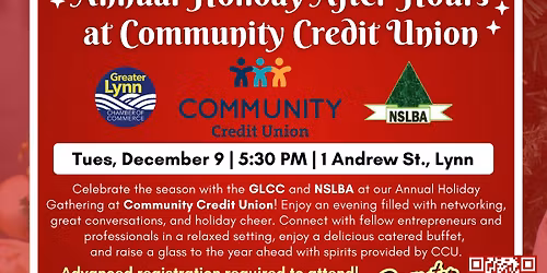 Annual Holiday After Hours at Community Credit Union (GLCC + NSLBA)