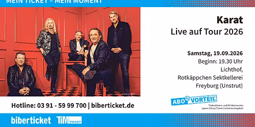 KARAT - LIVE 2026 | Lichthof der Rotk\u00e4ppchen Sektkellerei Freyburg (Unstrut) 