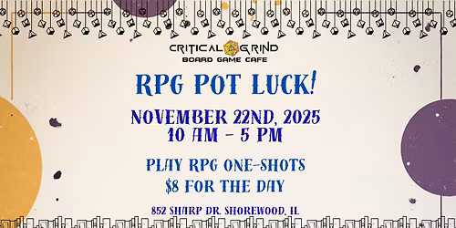 RPG Pot Luck at Critical Grind