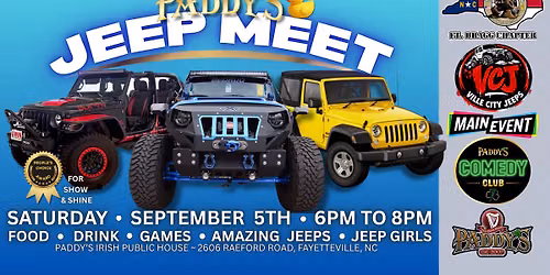 Paddy\u2019s JEEP MEET Saturday, September 5th!
