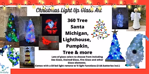 Alpena Light UP "Sea" Glass Tree & Wood Michigan, Tree, Gnome & More