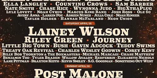 Stagecoach Festival: Lainey Wilson Riley Green & Journey - Saturday