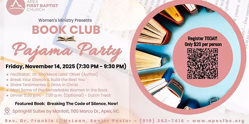 Women\u2019s Ministry Book Club Gathering:  Chat & Chew Pajama Party