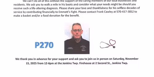 Emmett\u2019s Army - benefit for Paramedic Emmett Thomas 