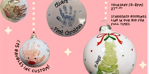 christmas eve plates and baubles- hand and footprint customs workshop