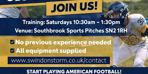 Swindon Storm American Football Team are recruiting ages 13-16 