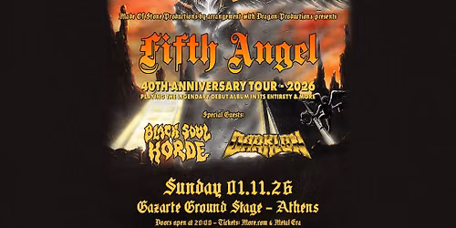 Fifth Angel (US) 40 Year Anniversary Live \u03c3\u03c4\u03b7\u03bd \u0391\u03b8\u03ae\u03bd\u03b1 | gazarte ground stage
