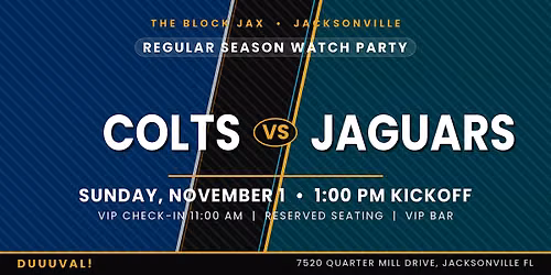 Jags Watch Party: COLTS vs JAGS 1:00PM