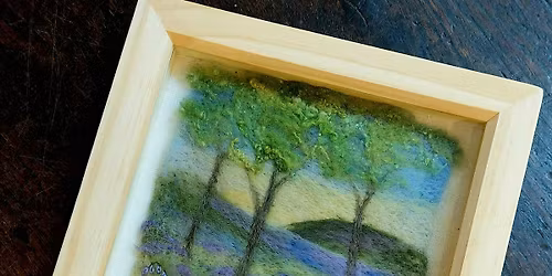 Felted Bluebell Woods - needle felted and embroidered picture