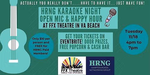 HRNG Karaoke & Open Mic Happy Hour at FFX Studio in Virginia Beach