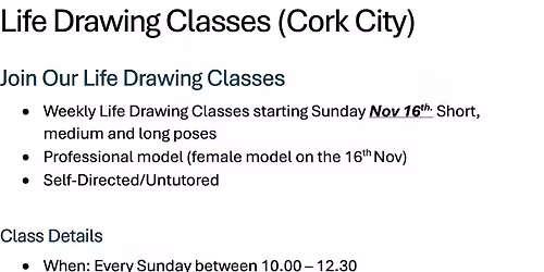 Life Drawing Classes (Cork City)