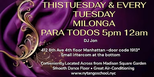 Milonga Para Todos every Tuesday 5pm to 12am