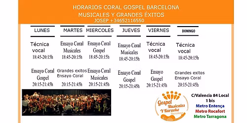 Ensayo gratis de Coral GospelBarcelona, musicales ,m\u00fasica moderna ,t\u00e9cnica