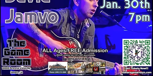 GAMES AND GROOVES: Live Music \u2013 David Jamvo (Country)