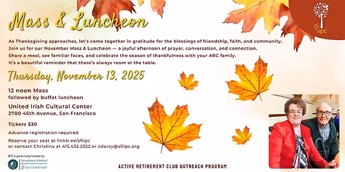 Active Retirement Mass and Luncheon | Thursday, November 13, 2025