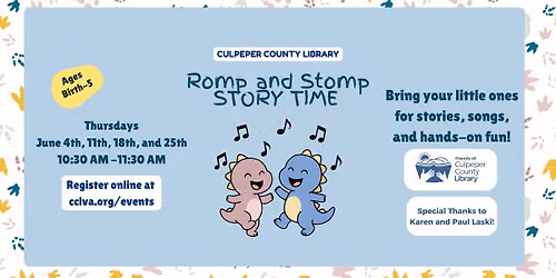 Summer Reading Event: Romp and Stomp Story Time at the Library