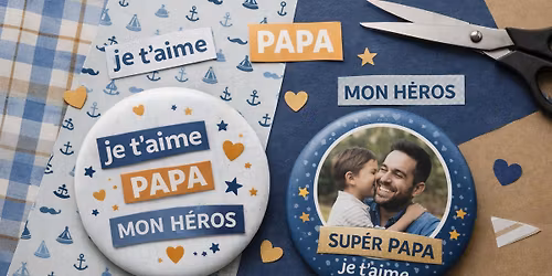 \ud83c\udfa8 Atelier cr\u00e9atif \u2013 Sp\u00e9cial F\u00eate des P\u00e8res | Badge \/ Ouvre bouteille personnalis\u00e9 pour Papa \ud83d\udc99