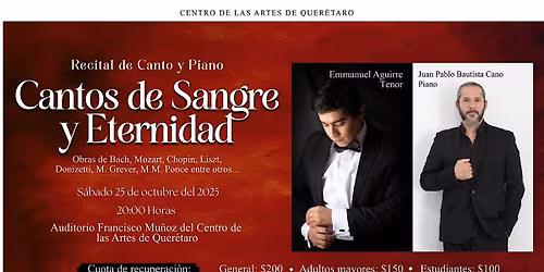 Recital de Canto y Piano Cantos de Sangre y Eternidad