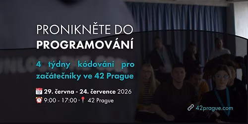 4 t\u00fddny k\u00f3dov\u00e1n\u00ed pro zac\u00e1te\u010dn\u00edky ve 42 Prague \u2013 July Piscine