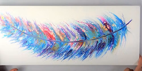 Colorful Feather Acrylic Pour Painting Class for Adults & Teens