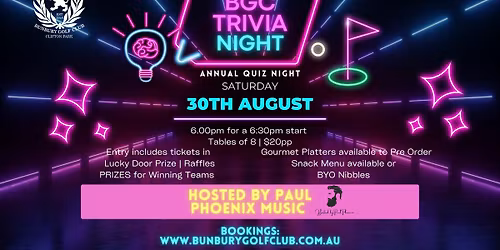 Bunbury Golf Club Trivia Night