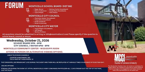 Candidate Forum for the City of Monticello & School Board