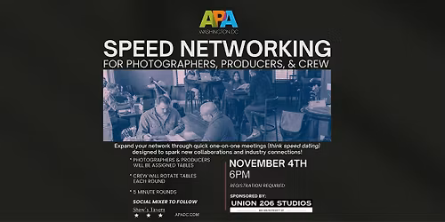 APA|DC:  Speed Networking for Photographers, Producers, & Crew!