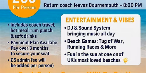 Annual adults only Bournemouth beach trip
