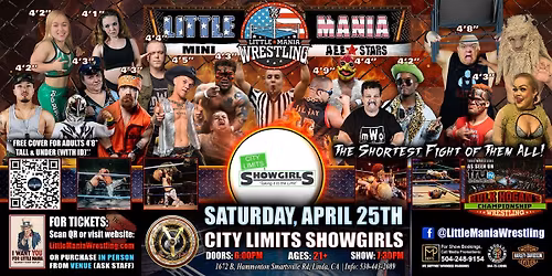 Marysville, CA- Little Mania Mini Wrestling @ City Limits Showgirls